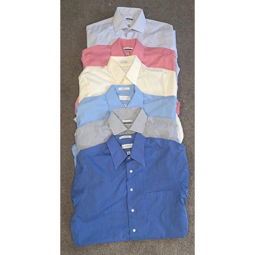 Van Heuen Dress Shirts Men's Medium Business Preppy Lot Of 6